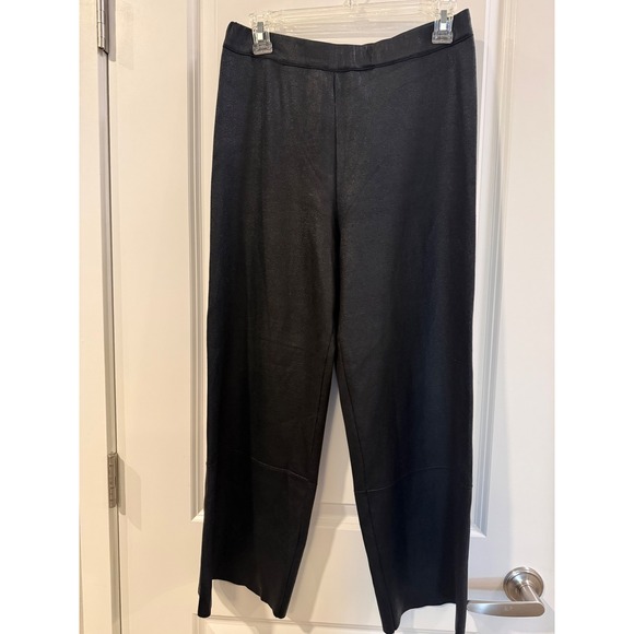 Zara Pants - Zara Womens Black Faux Leather Wide Leg Cropped Pants High Rise Size M